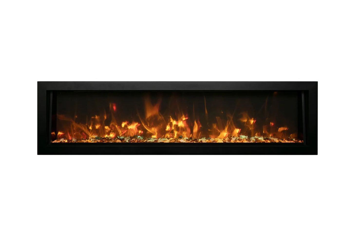 Remii Deep 55" Indoor/Outdoor Built-in Electric Fireplace with Black Steel Surround | 102755-DE