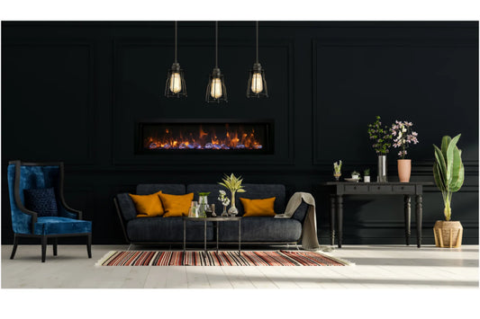 Remii Deep 55" Indoor/Outdoor Built-in Electric Fireplace with Black Steel Surround | 102755-DE