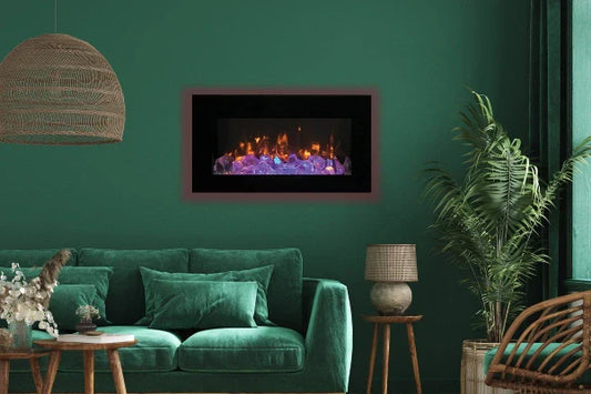 Amantii 34" Wall Mount or Flush Mount Indoor Outdoor Smart Electric Fireplace | WM-FM-34-4423-BG