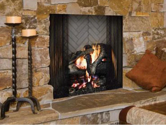 Majestic 36" Radiant Wood Burning Fireplace with Natural Gray Hearth Refractory