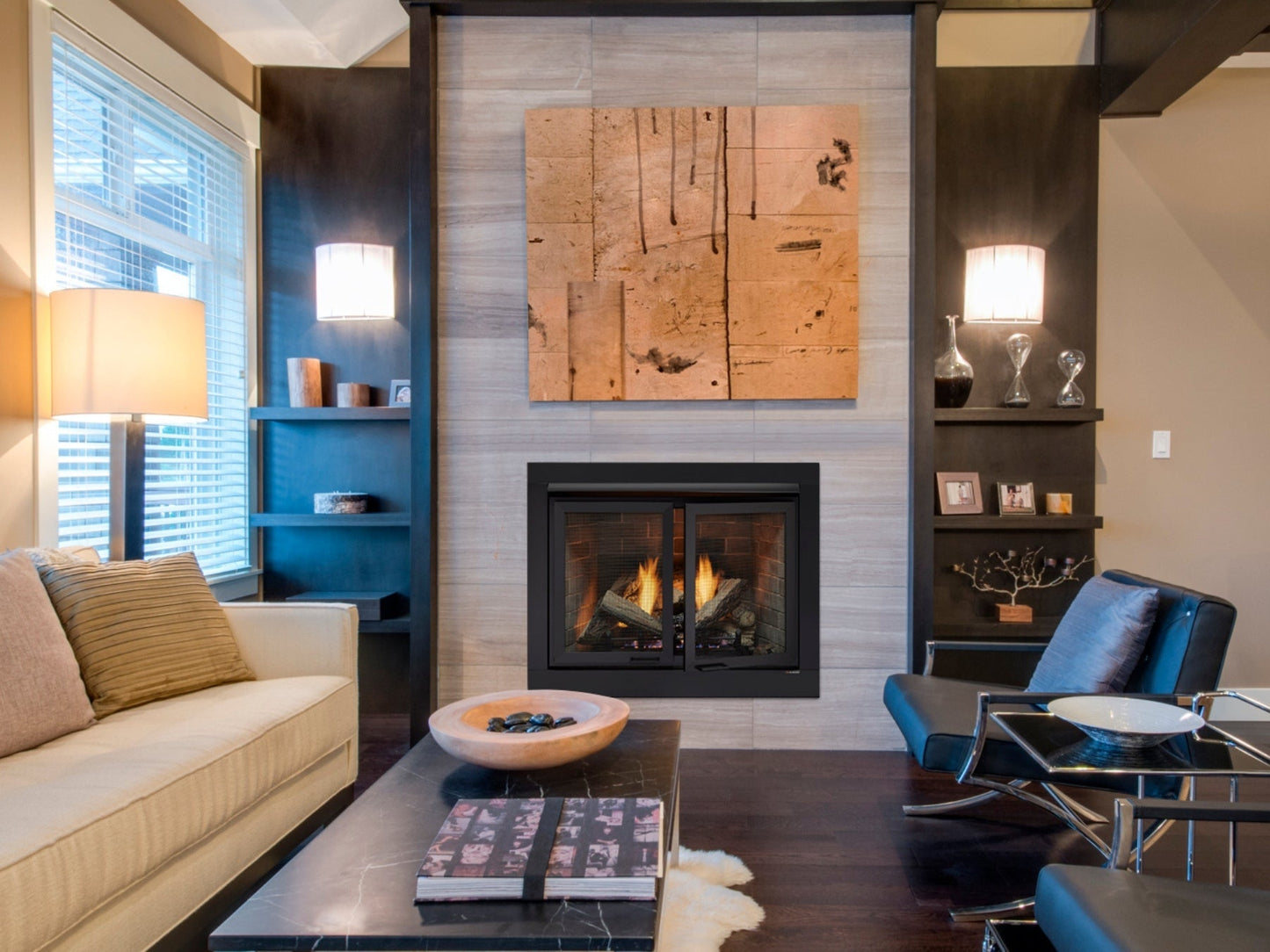 Monessen Attribute 36" Universal Circulating Vent Free Firebox with Radiant Face and Multitonal Brown Reversible Panels