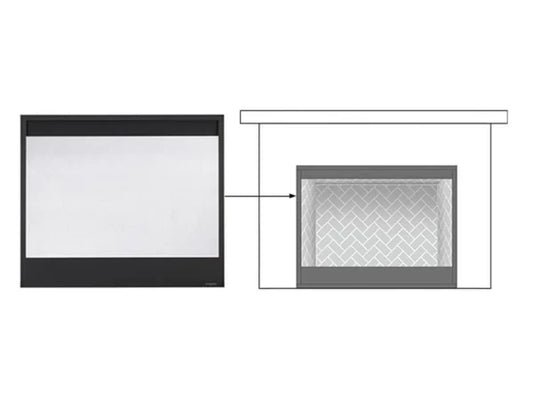 Majestic Black Decorative Mesh 42" Screen Front for Meridian Series, Pearl II See-Through & Quartz Platinum Fireplaces