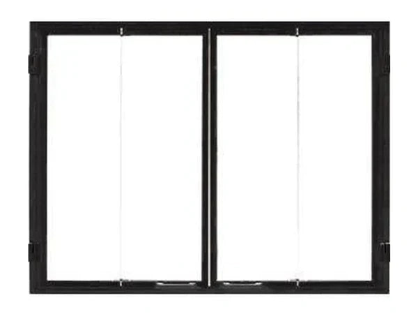 Majestic Black Glass Bi-Fold Doors for Birmingham 42" Wood Burning Fireplace