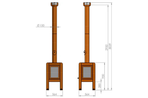 RB73 Fennek 50 4-Sided Glass Outdoor Wood Fireplace