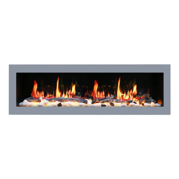 Litedeer Homes Gloria II 78" Silver Seamless Push-in Electric Fireplace - ZEF78VS