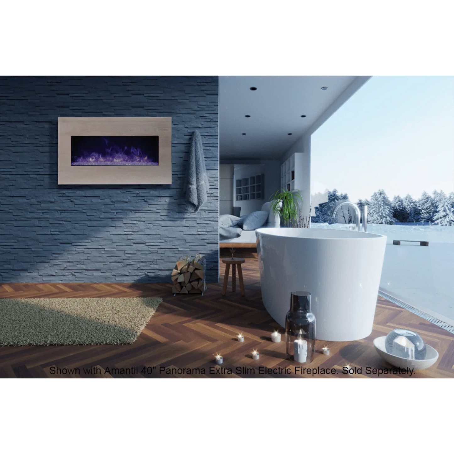 Amantii Natural Birch Wooden Mantel Surround MAN-BMNB-XS40 for BI-40 Xtraslim