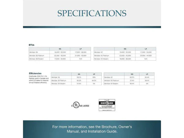 Majestic Meridian 42" Traditional Top/Rear Direct Vent Liquid Propane Gas Fireplace with IntelliFire Touch ignition System