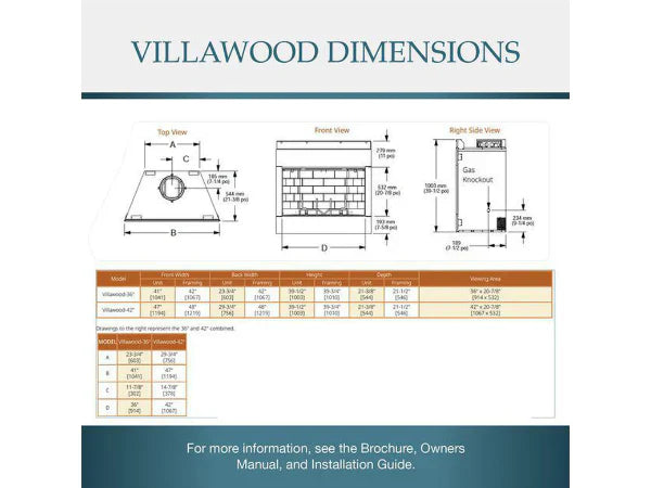 Majestic Villawood 42" Traditional Outdoor Wood Burning Fireplace with Traditional Refractory