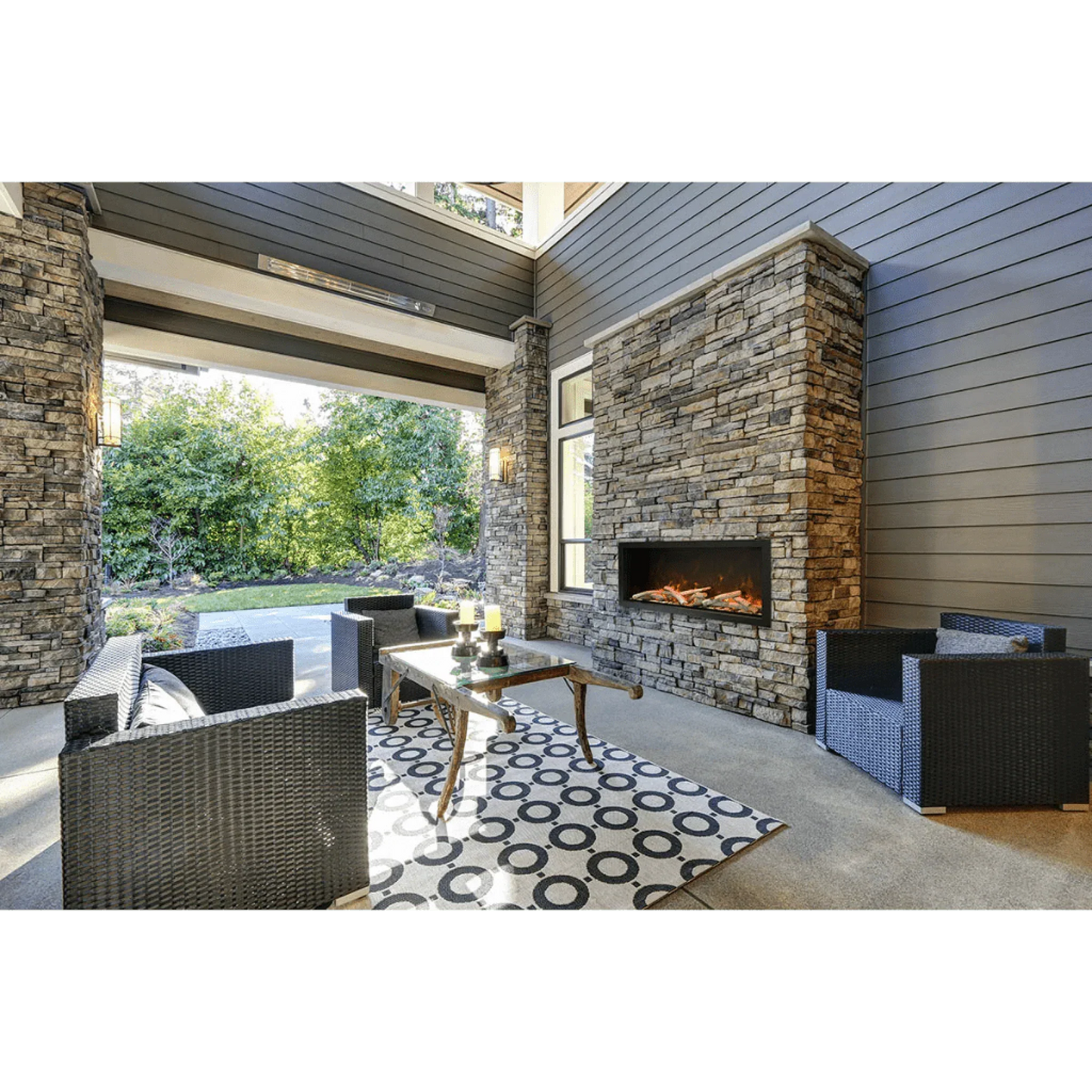 Amantii Symmetry Xtra Tall 88" Indoor Outdoor Built-In Smart Electric Fireplace | SYM-88-XT