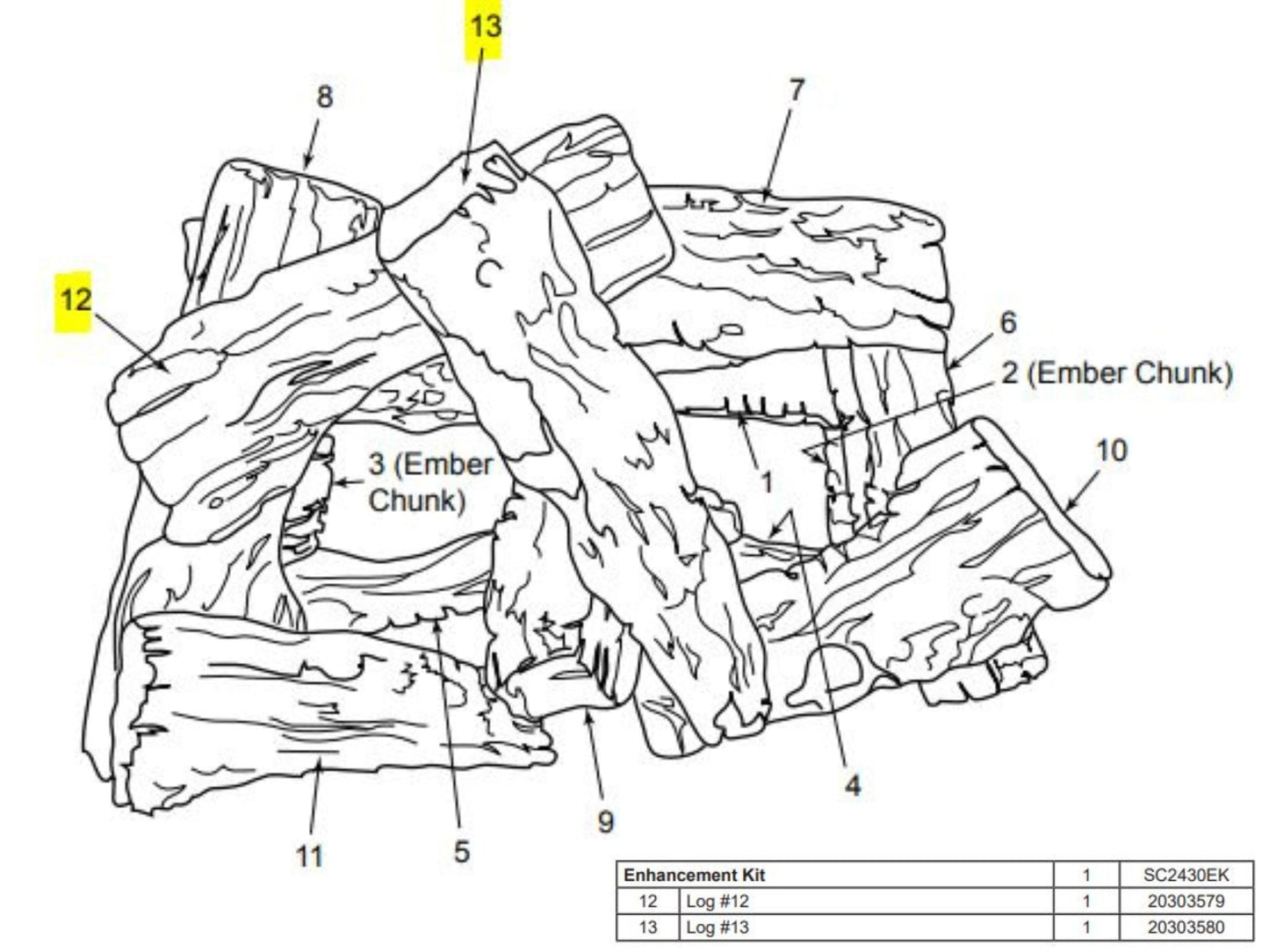 Monessen Stony Creek Log Enhancement Kit for Natural Blaze Series
