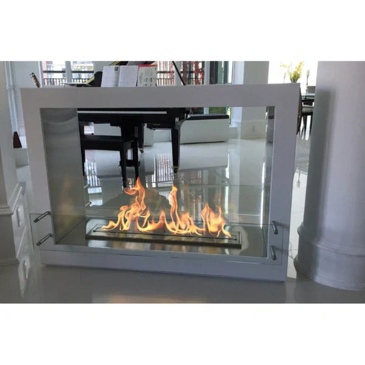 The Bio Flame Sek XL 53" White Freestanding Ethanol Fireplace