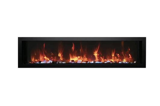 Remii Extra Slim 65" Indoor/Outdoor Zero Clearance Built-in Electric Fireplace with Black Steel Surround | 102765-XS