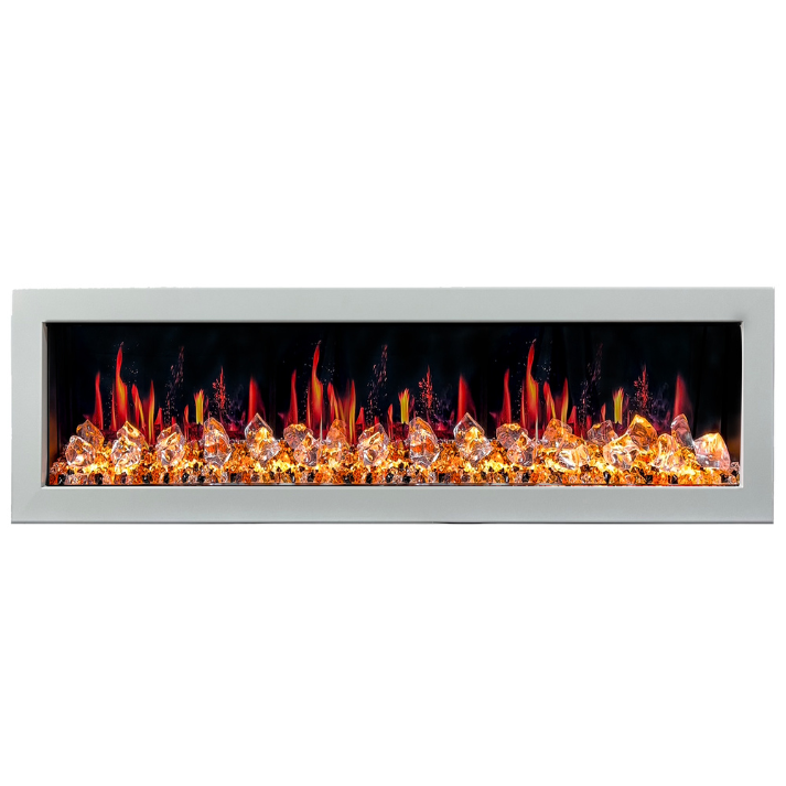 Litedeer Homes Gloria II 68" White Seamless Push-in Electric Fireplace With Acrylic Crushed Ice Rocks Acrylic Crushed Ice Rocks - ZEF68XCW