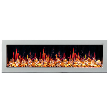 Litedeer Homes Gloria II 68" White Seamless Push-in Electric Fireplace With Acrylic Crushed Ice Rocks Acrylic Crushed Ice Rocks - ZEF68XCW