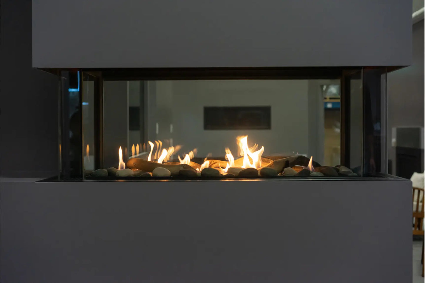 Amantii Sierra Flame 48" LYON 4-Sided See Through Gas Fireplace | LYON-48-NG