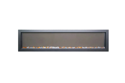Remii Extra Slim 65" Indoor/Outdoor Zero Clearance Built-in Electric Fireplace with Black Steel Surround | 102765-XS