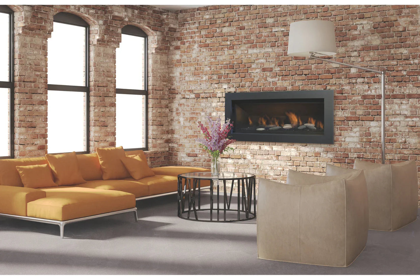 Amantii Sierra Flame Stanford 55" Deluxe Natural Gas Direct Vent Linear Gas Fireplace | STANFORD-55G-NG-DELUXE