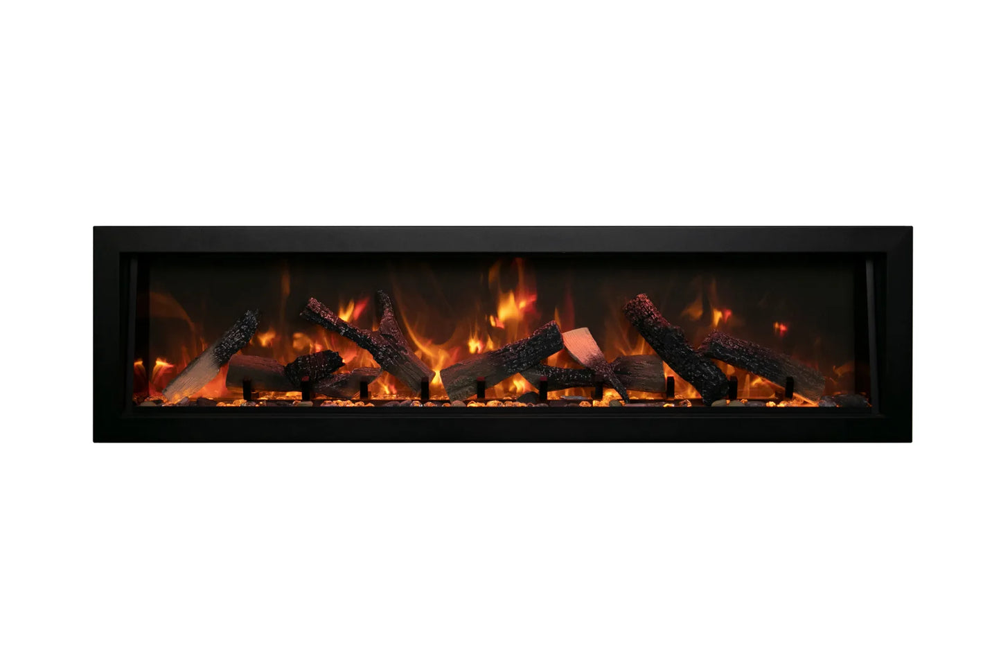 Remii Deep 55" Indoor/Outdoor Built-in Electric Fireplace with Black Steel Surround | 102755-DE