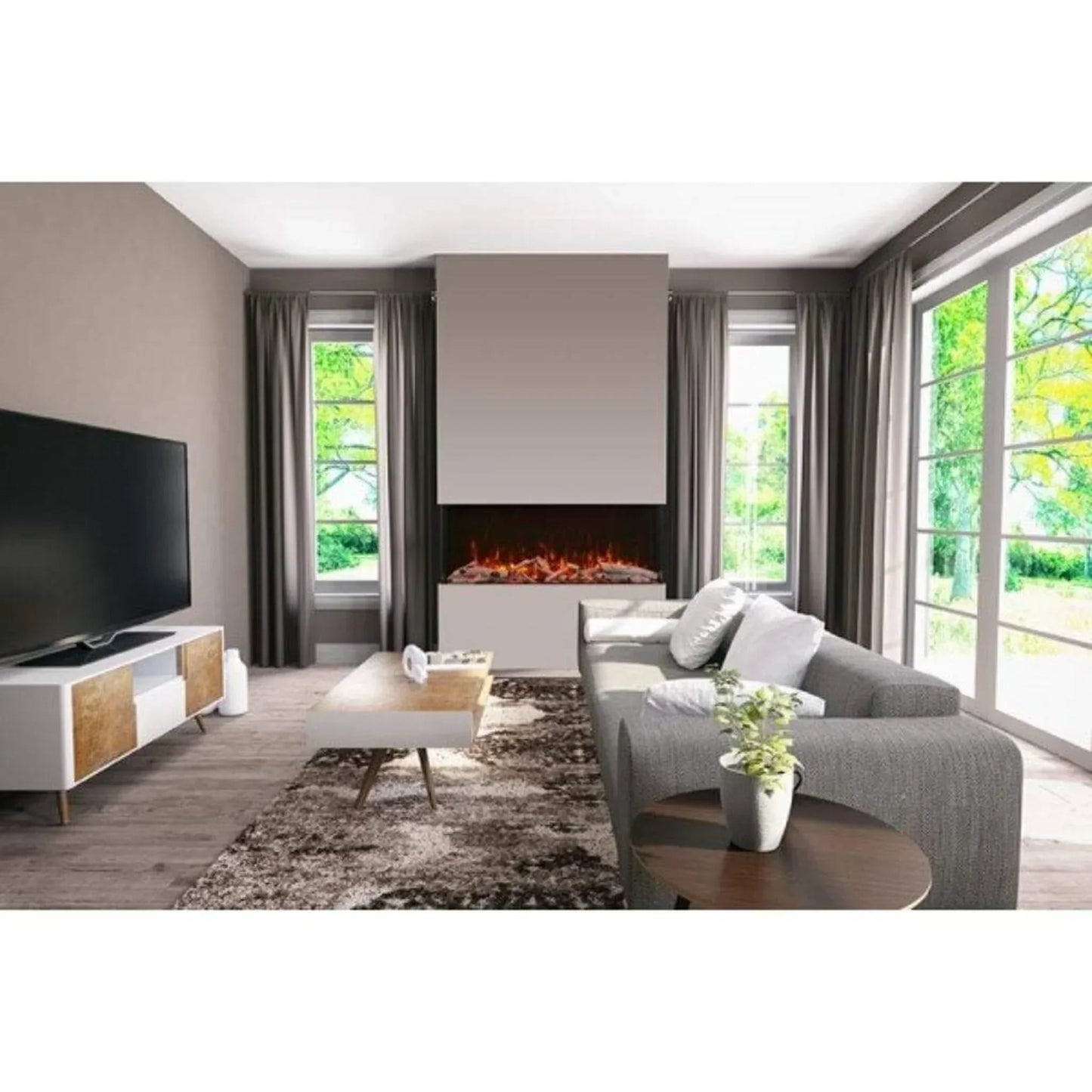 Amantii Tru View Extra Tall 40" Indoor Outdoor WiFi Enabled 3 Sided Electric Fireplace | 40-TRV-XT-XL