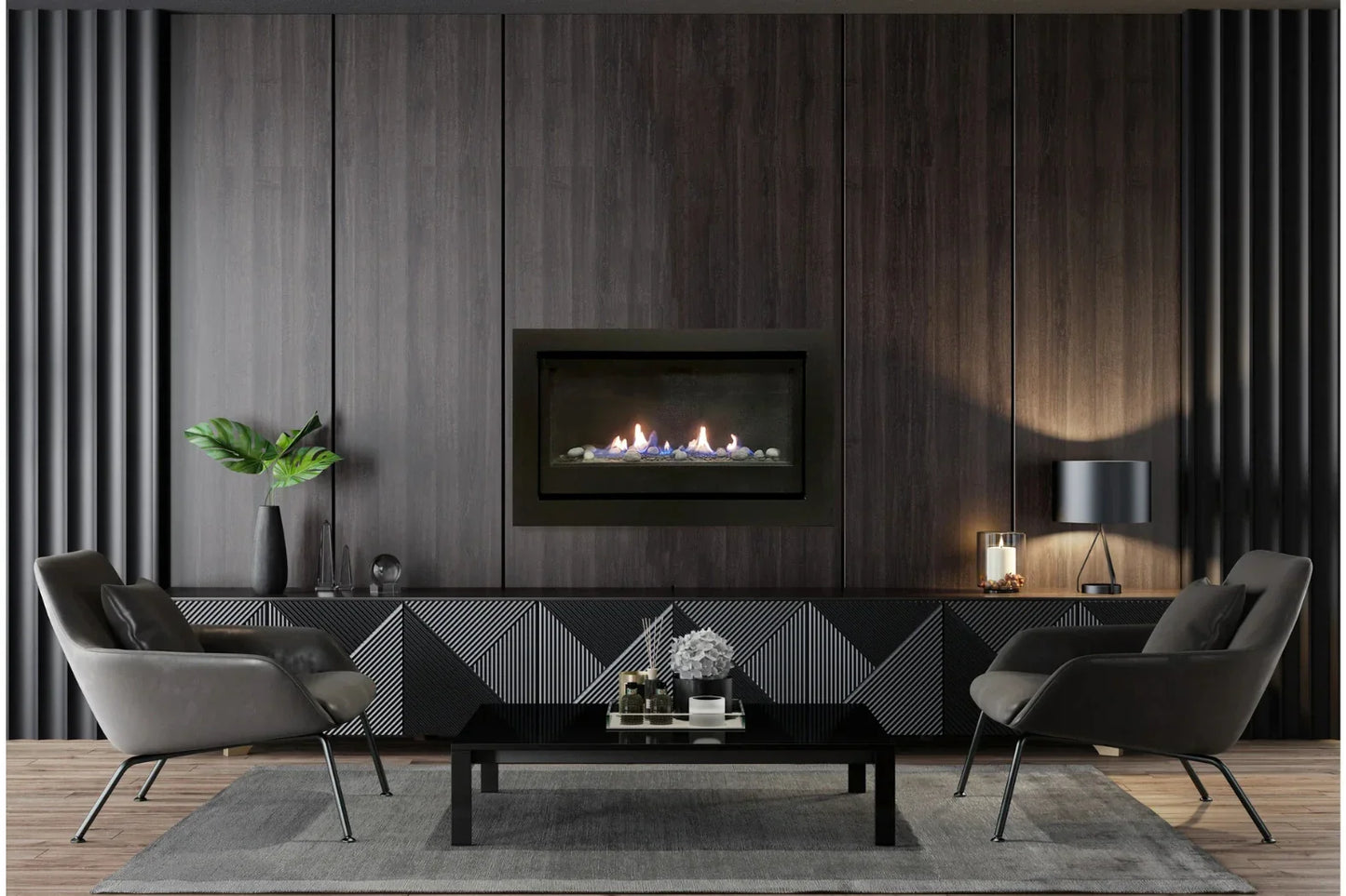 Amantii Sierra Flame Boston 36" direct vent liquid Propane linear fireplace | BOSTON-36-LP-EI