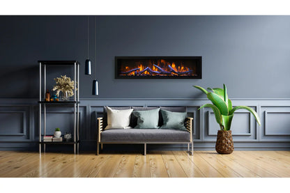 Remii Extra Tall 55" Indoor/Outdoor Zero Clearance Built-in Electric Fireplace with Black Steel Surround | 102755-XT