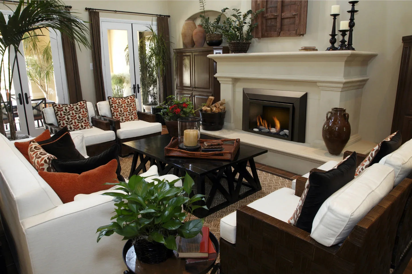 Amantii Sierra Flame Abbot 30" Natural Gas Direct Vent Gas Fireplace Insert With Black Panel | ABBOT-30PG-DELUXE-NG