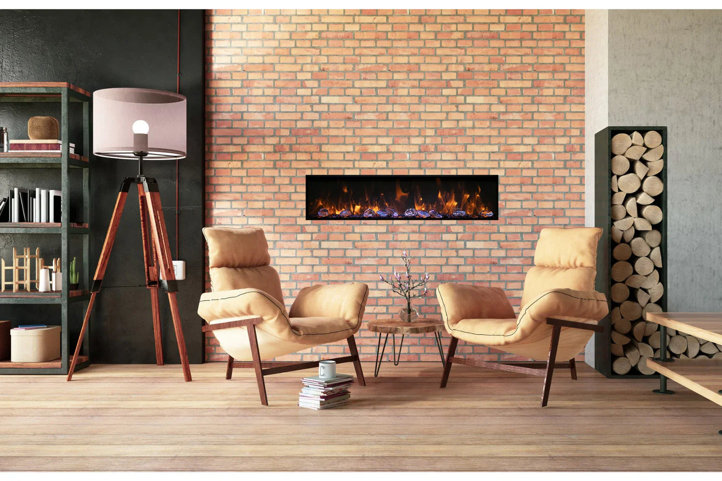 Remii Deep 45" Indoor/Outdoor Built-in Electric Fireplace with Black Steel Surround | 102745-DE