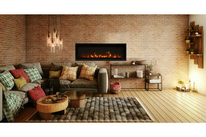 Remii Extra Slim 65" Indoor/Outdoor Zero Clearance Built-in Electric Fireplace with Black Steel Surround | 102765-XS