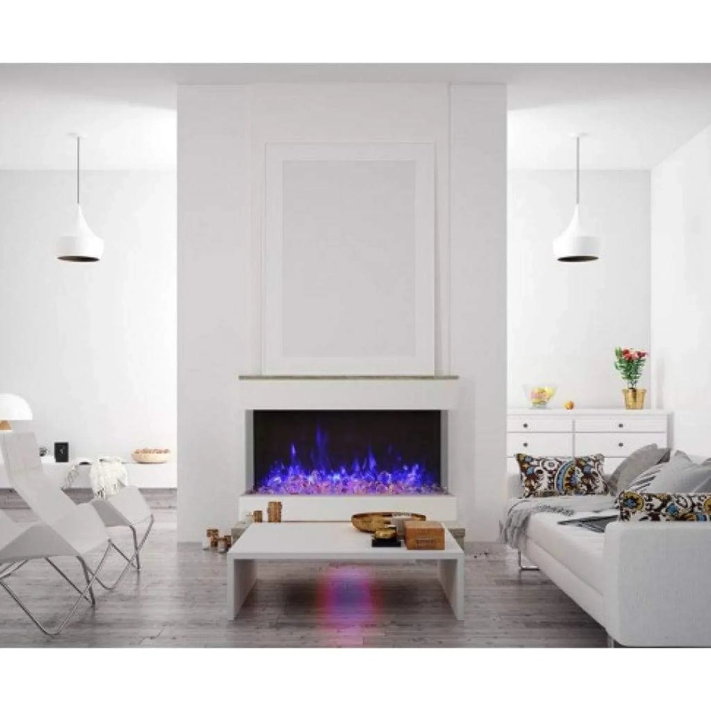 Amantii Tru View Extra Tall Lumina 88" Indoor Outdoor WiFi Enabled 3 Sided Electric Fireplace | 88-TRV-XT-XL-LUMINA