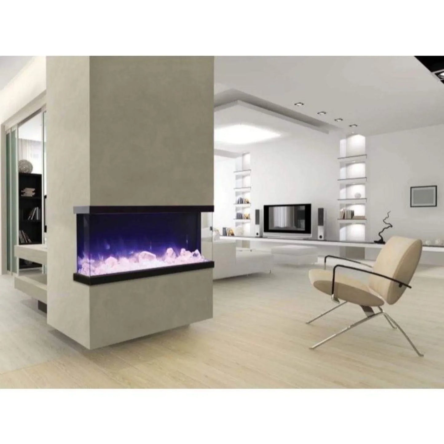 Amantii Tru View Extra Tall Lumina 88" Indoor Outdoor WiFi Enabled 3 Sided Electric Fireplace | 88-TRV-XT-XL-LUMINA