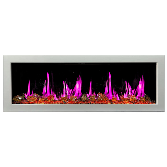 Litedeer Homes Gloria II 48" White Seamless Push-in Electric Fireplace With Reflective Fire Glass Reflective Fire Glass - ZEF48XAW