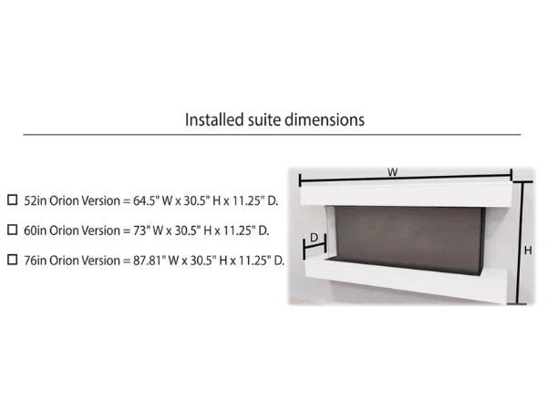 Modern Flames Weathered Walnut Studio Suite Wall Mounted Floating Mantel Set for Orion Multi 60" Fireplace