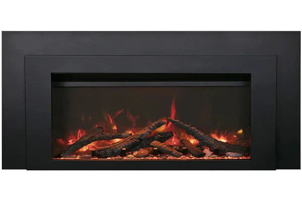 Amantii Sierra Flame 30" Deep Electric Fireplace Insert With Black Steel Surround and Overlay | INS-FM-30