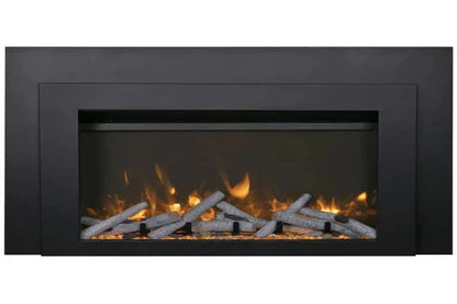 Amantii Sierra Flame 34" Deep Electric Fireplace Insert With Black Steel Surround and Overlay | INS-FM-34