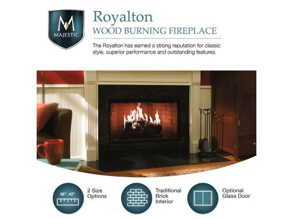 Majestic Royalton 36" Radiant Traditional Wood Burning Fireplace