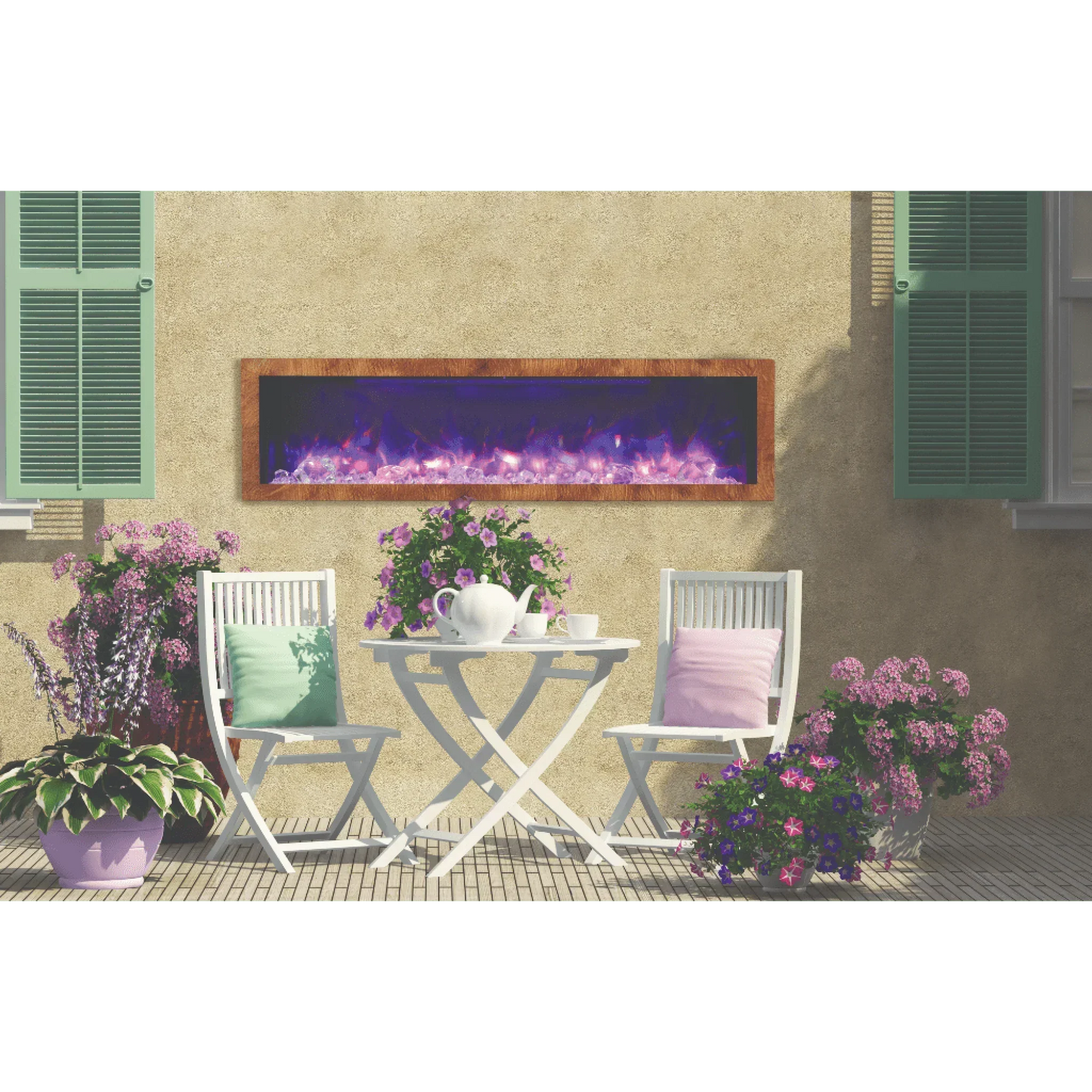 Amantii Panorama Deep 50" Full View Indoor Outdoor WiFi Enabled Smart Electric Fireplace | BI-50-DEEP-OD