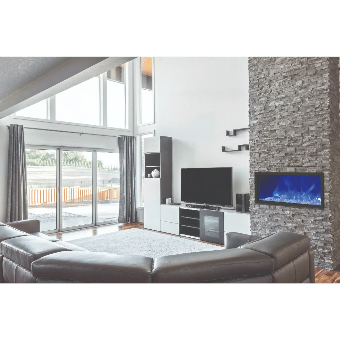 Amantii Panorama Slim 72" Full View Indoor Outdoor WiFi Enabled Smart Electric Fireplace | BI-72-SLIM-OD