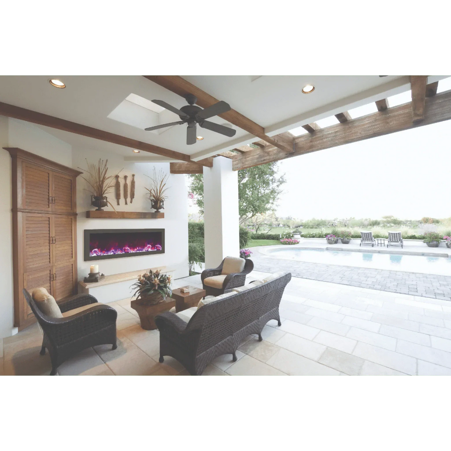 Amantii Panorama Slim 72" Full View Indoor Outdoor WiFi Enabled Smart Electric Fireplace | BI-72-SLIM-OD