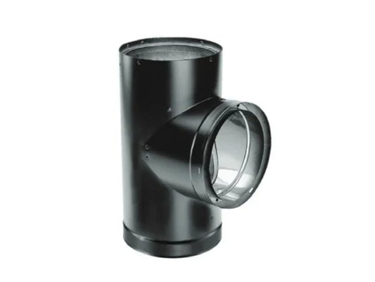 Majestic DV-6DVL-T DVL 6" Black Double-Wall Tee with Clean-Out Cap