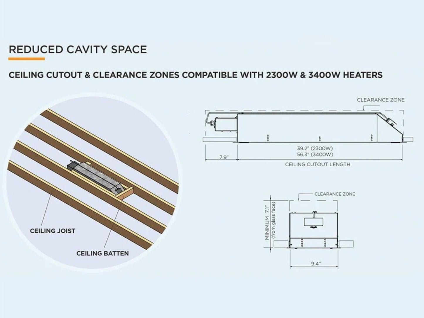 Bromic Heating Low Clearance Ceiling Recess Kit for Platinum 3400W Electric Heater