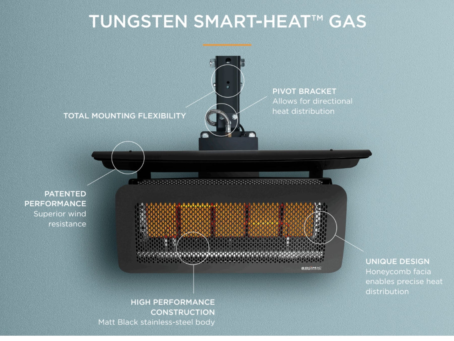 Bromic Heating Tungsten Smart-Heat 300 Series 19" Propane Gas Outdoor Patio Heater