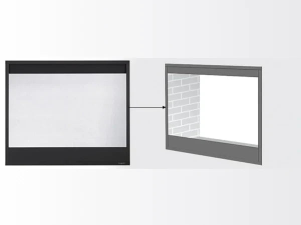 Majestic Black Decorative Mesh 36" Screen Front for Meridian Series, Pearl II See-Through & Quartz Platinum Fireplaces