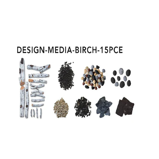Amantii 15 Pcs. Birch Deluxe Media Log Set | DESIGN-MEDIA-BIRCH-15PCE