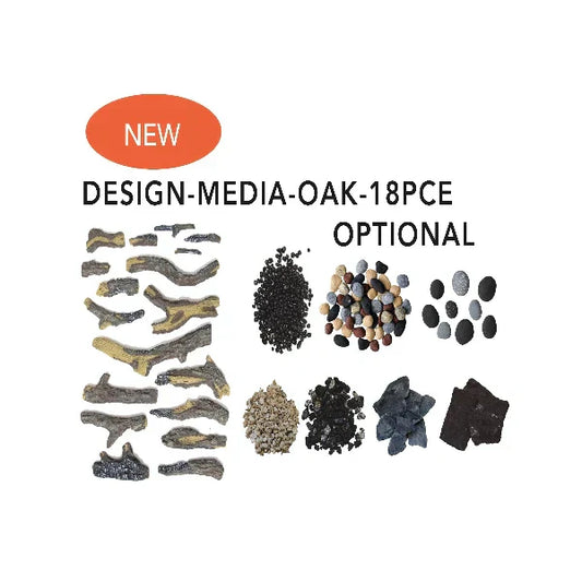 Amantii 18 Pcs. Oak Deluxe Media Log Set | DESIGN-MEDIA-OAK-18PCE