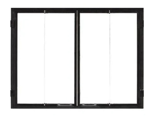 Majestic Black Glass Bi-Fold Doors for Birmingham 50" Wood Burning Fireplace