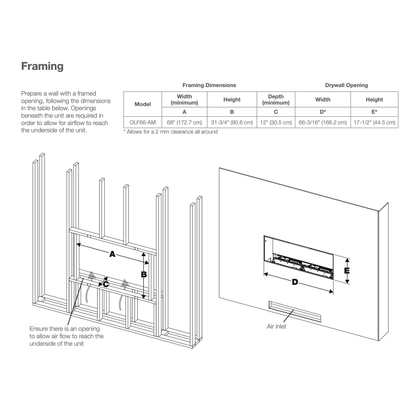 Dimplex Opti-Myst 66" Linear Electric Fireplace OLF66-AM With Acrylic Ice and Driftwood Media