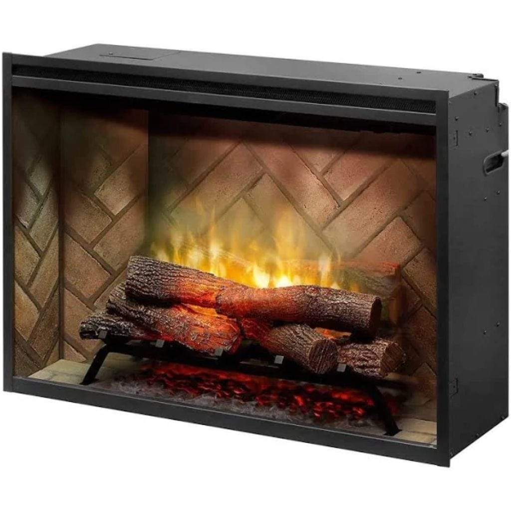 Dimplex Revillusion Herringbone 36" Built-In Electric Firebox W/ Single Pane Glass & Plug Kit - 500002400