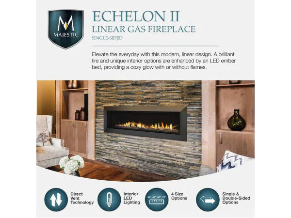 Majestic Echelon 48" Linear Contemporary Direct Vent Natural Gas Fireplace with IntelliFire Touch Ignition System
