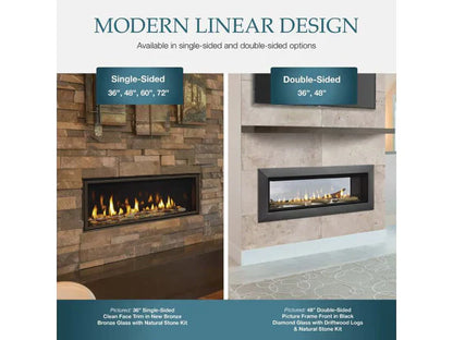 Majestic Echelon 36" Linear Contemporary Direct Vent Natural Gas Fireplace with IntelliFire Touch Ignition System