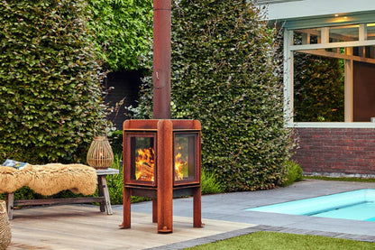 RB73 Fennek 50 4-Sided Glass Outdoor Wood Fireplace